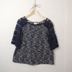 Anthropologie Postmark Patel 3/4 Lace Top Size M